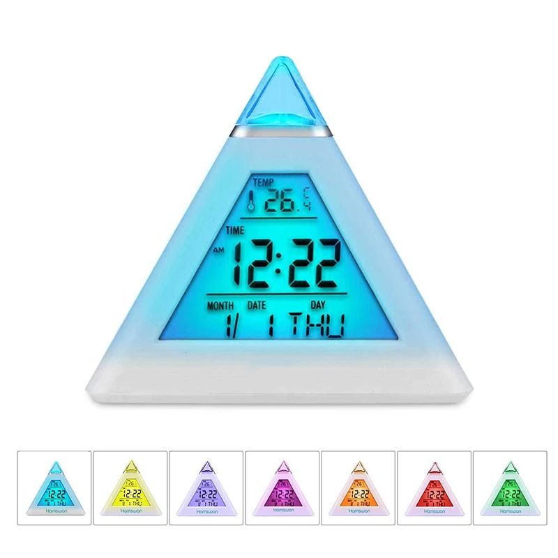 7 Colors Changing Digital Alarm Clock Snooze LED Light Electronic Table Watch Nixie Bedside KidsChristmas Gifts | Дом и сад