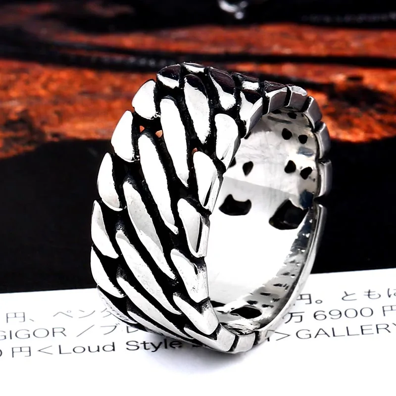 Man Wide Chain Knitting Ring Personality Exagerrated Stainless Steel Special Jewelry BR2018 US size - Цвет основного камня: BR8-249