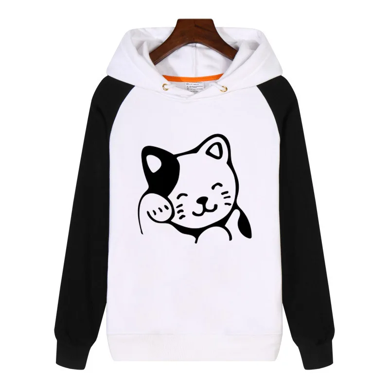 Толстовка с капюшоном Lucky Cat модная мужская и женская толстовка зимняя уличная