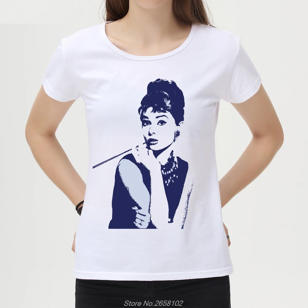 Женская футболка в стиле ретро с принтом Одри-Хепберн повседневные топы коротким