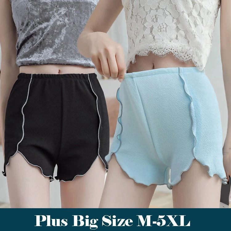 

M-5XL New Summer Woman Plus Size Fashions Female Ruffle Sexy Leggings Elastic Solid Activewear Safe Underwear Leggins Mujer
