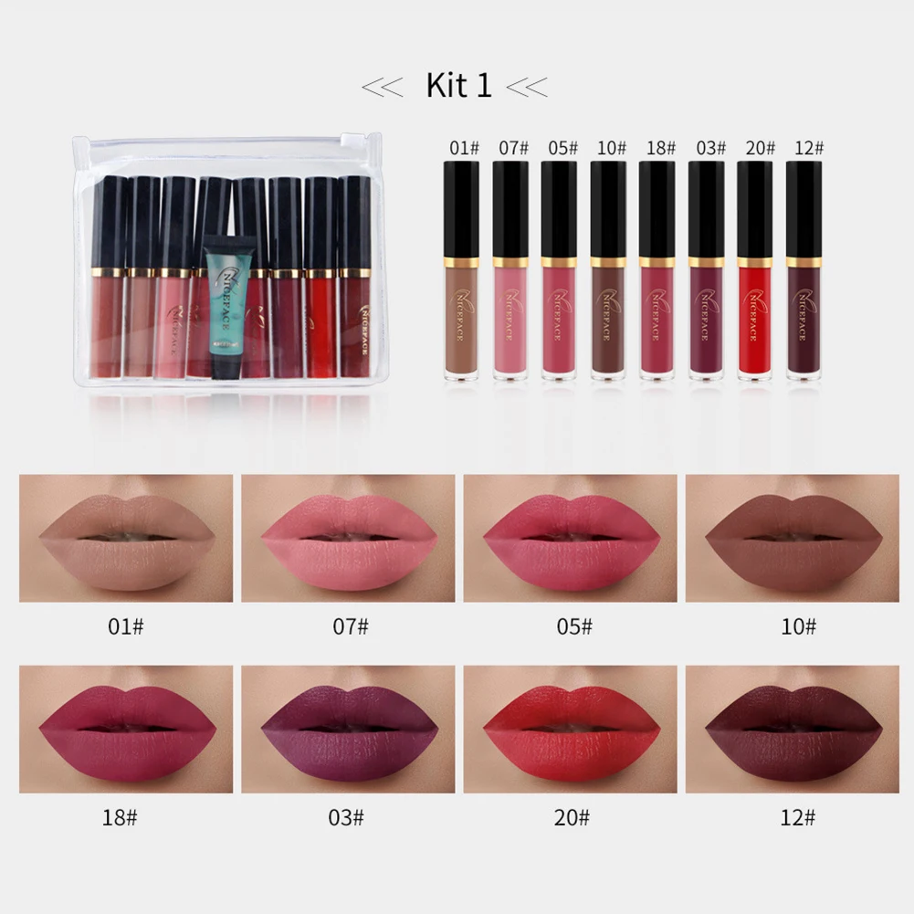 Красота Мода 8 шт Матовая длинная стойкая губная помада блеск не липкая жидкая