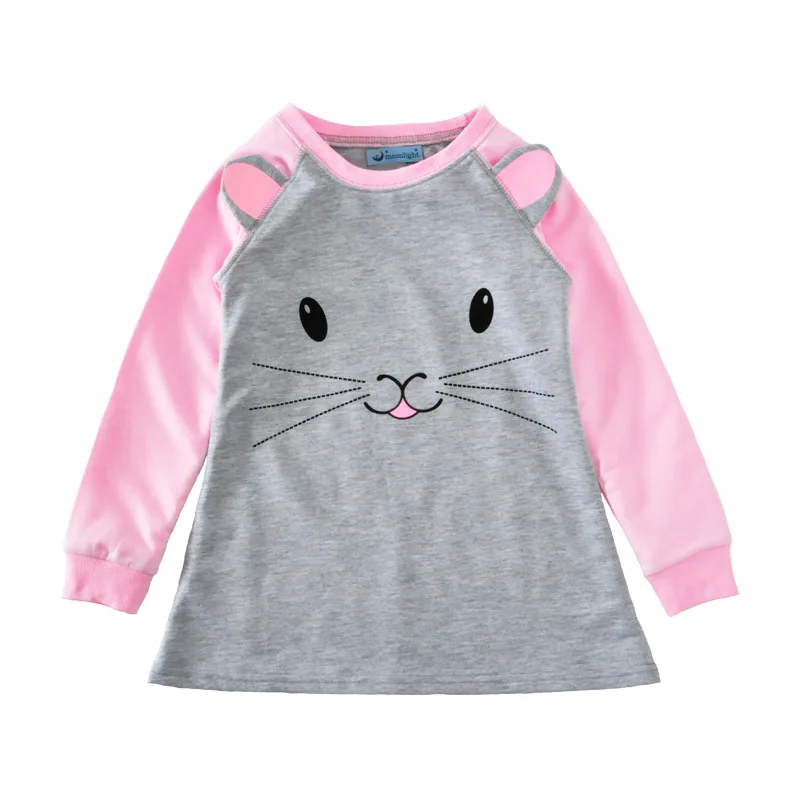 Новинка 2017 модные платья для маленьких девочек с изображением панды и мышки