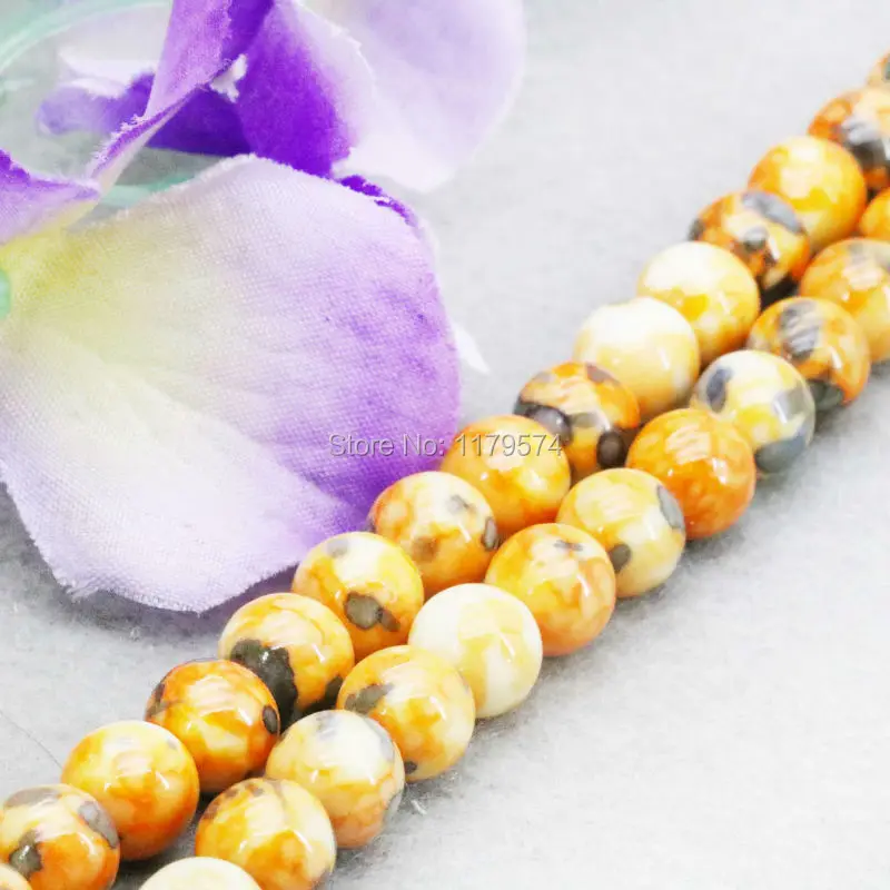 Аксессуары 8 мм желтые и черные точечные камни флейта яшмы Нефритовая свободная 15