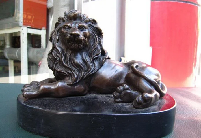 S S2855 6 westward Art Чистая медь и бронза мраморная резная статуя льва|statue sculpture|bronze lions
