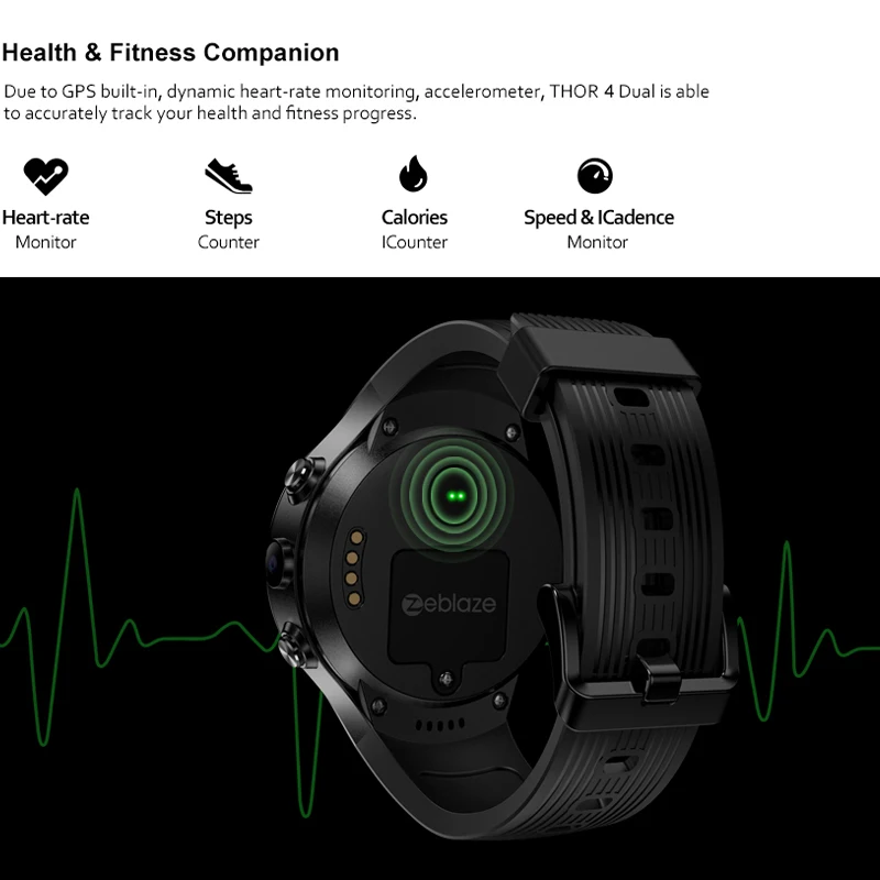 Zeblaze Thor 4 Dual Smart Watch мужские умные часы с пульсометром двойной HD камерой 4G наручные