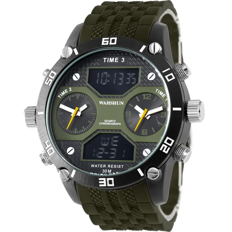 Роскошные брендовые Модные мужские военные спортивные часы кварцевые цифровые с