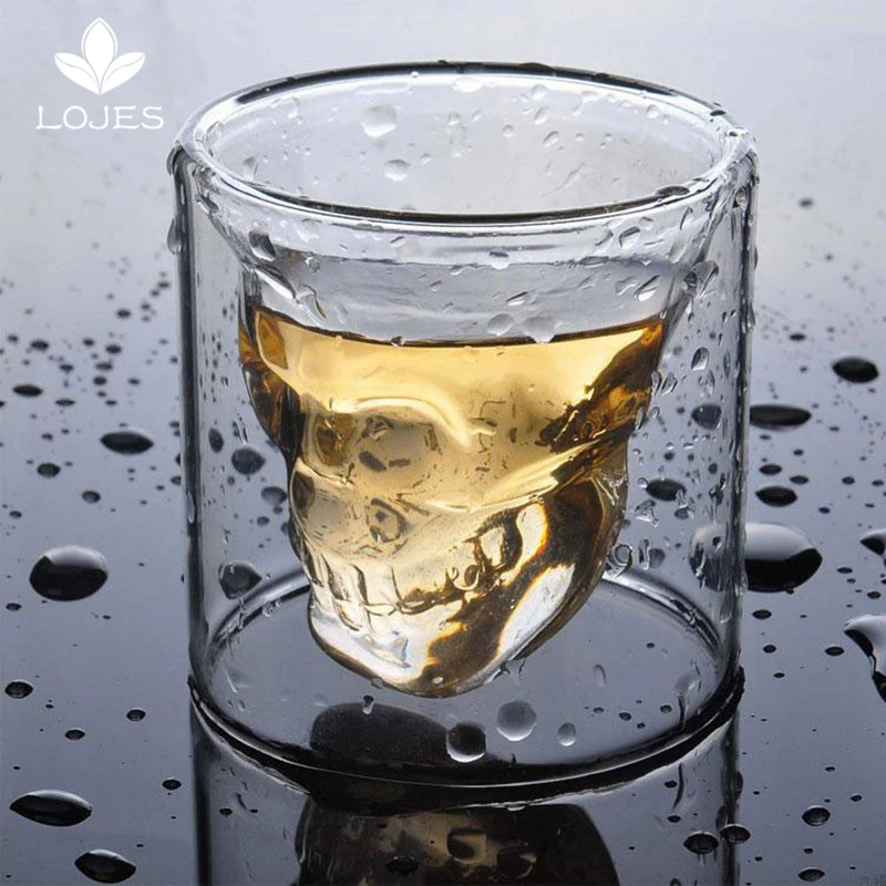 

4 Sizess Skull Cup Shot Glass Transparent Cup Crystal Skull Head Glass Cup for Whiskey Wine Vodka Bar Club Beer Wine Glass