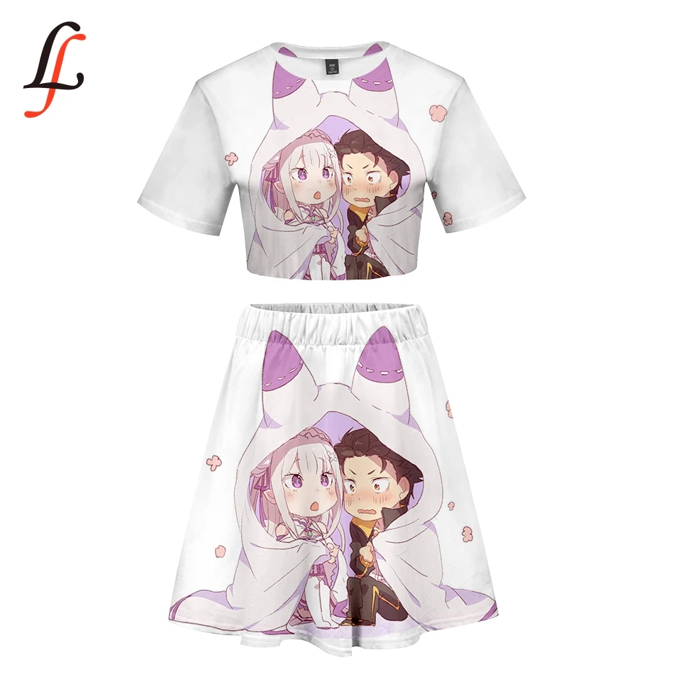 Zero kara Hajimeru Isekai Seikatsu Kpop сексуальный комплект короткая юбка костюм футболка с
