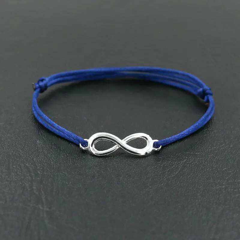 dark blue Lucky women серебряное кольцо «бесконечность» 8 браслет с подвесками мужская красная веревочная нить шнуры чакра браслеты для мальчиков девочек дети влюбленных подарок - Окраска металла: dark blue