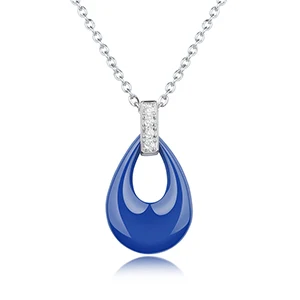 Blue Necklace Модное голубое розовое ожерелье в форме капли воды для женщин и девушек, вечерние ювелирные изделия, модное ожерелье в форме капли воды с танцующим кристаллом - Окраска металла: Blue Necklace
