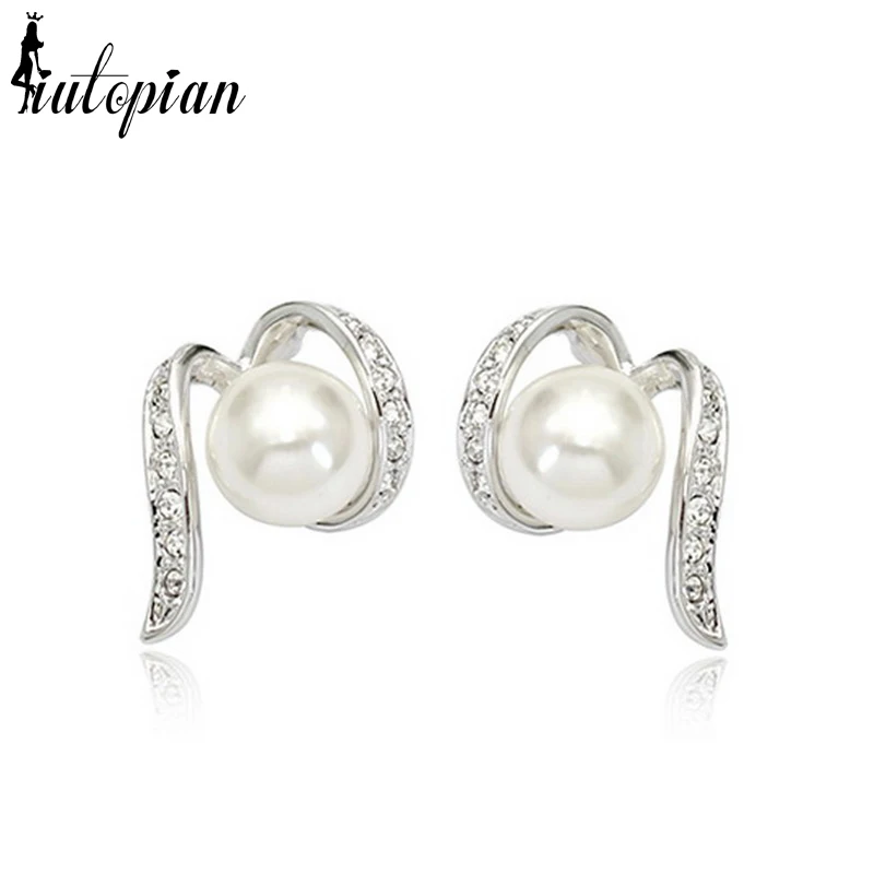 Italina Red Apple новинка осени 2014 серьги Brincos в виде бантика 18K настоящая позолота жемчуг