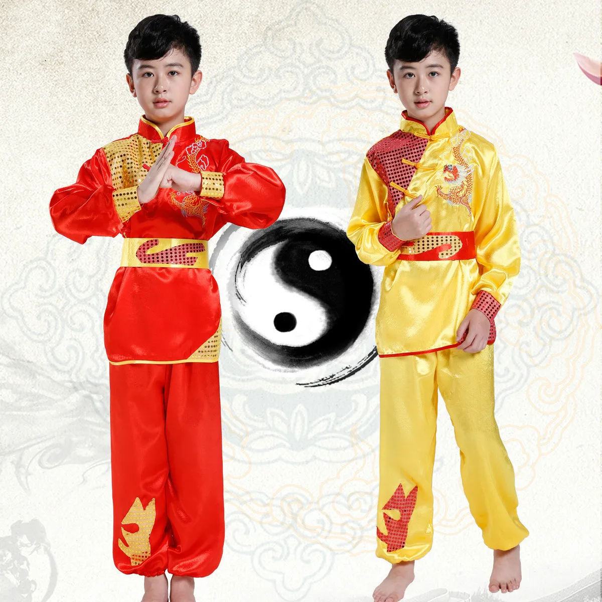 Children Wind Embroidery Taekwondo Dobok Wushu Costume Kimono Judo Clothing Chinese Kung Fu Suit Tai Chi Martial Art Uniform | Детская