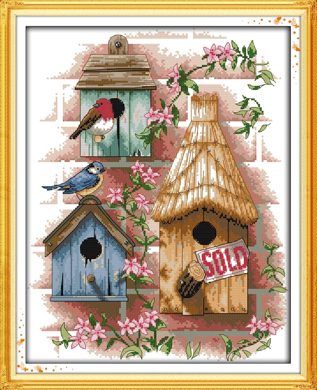 

Log cabin cross stitch kit 18ct 14ct 11ct count printed canvas stitching embroidery DIY handmade needlework
