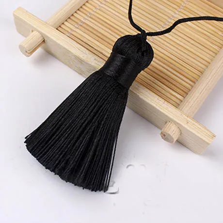 Black 10 шт. 5 см короткая кисточка 23 Цвета Сати кисточки хлопок кулон с шелковыми нитями для Diy ювелирных изделий изготовление ручной работы поставщик - Цвет: Black