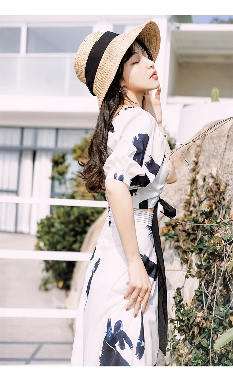 Женский дизайнерский подиумный комплект из 2 предметов с принтом чернилами