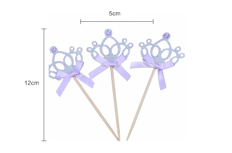 10pcs/lot Crown Cake Toppers Birthday Decoration Kids Baby Boy Girl Party Decoration Gold/Silver Cupcake Toppers Princess