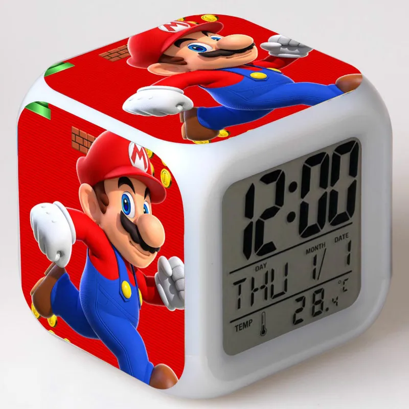 21 Super mario bros Детский будильник, Мультяшные цифровые часы, светильник wake up, светодиодные часы, reloj despertador, настольные часы reveil, настольные часы wekker - Цвет: 21