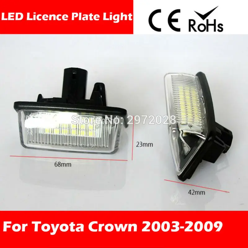 2 x LED Number License Plate Lamps Lights CANBUS OBC Error Free 18 High Power SMD For Toyota Crown 2003 - 2009 | Автомобили и