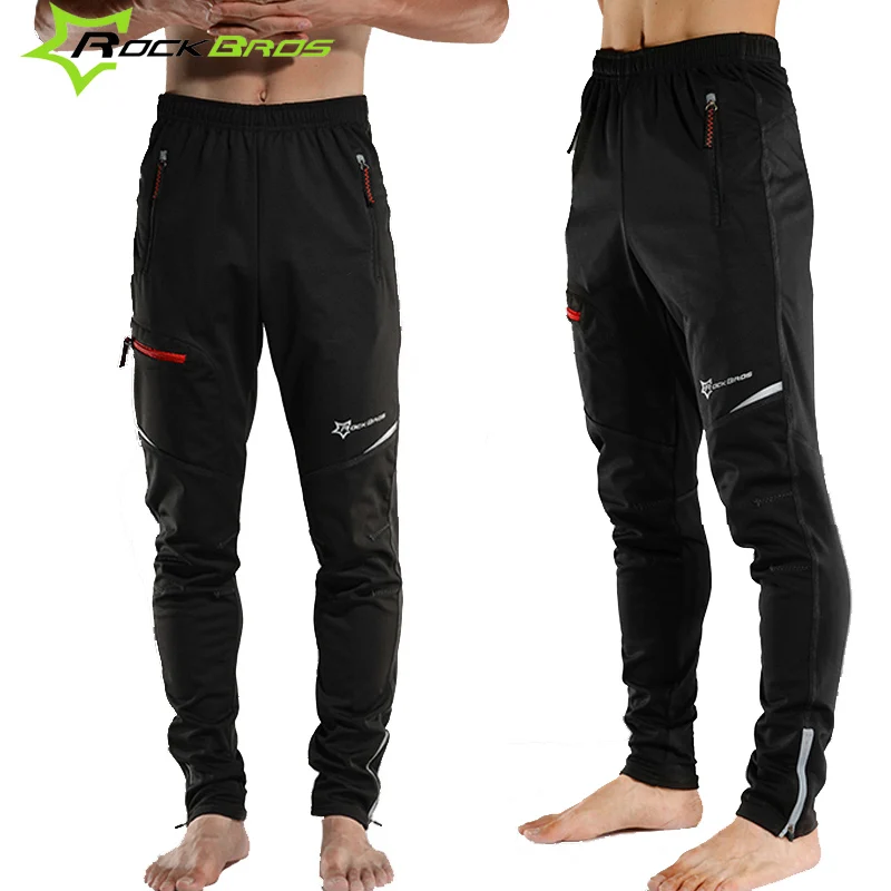 ROCKBROS велосипедные штаны Зимние флисовые тепловые спортивные длинные брюки для