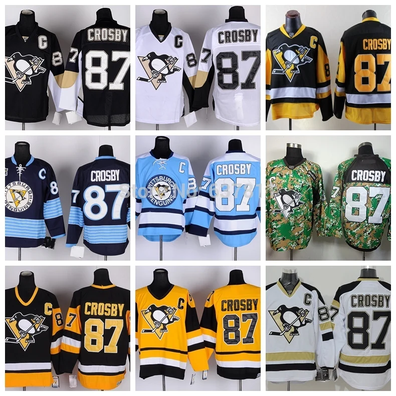 Hot sale Pittsburgh Penguins Sidney Crosby Hockey Jerseys Alternate Black 2014 Stadium Series White Stitched Jers | Спорт и