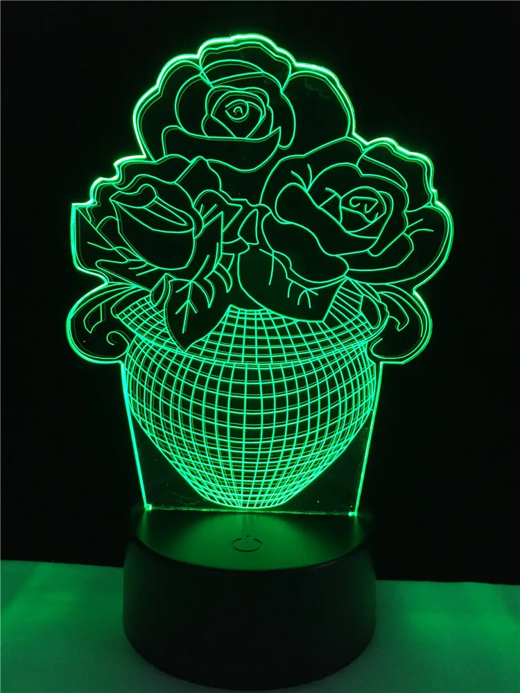 Table Lamps For Bedroom Roses 3D Lamp Lighting LED USB Mood Flower Night Light Multicolor Luminaria Change Home Decorative Props