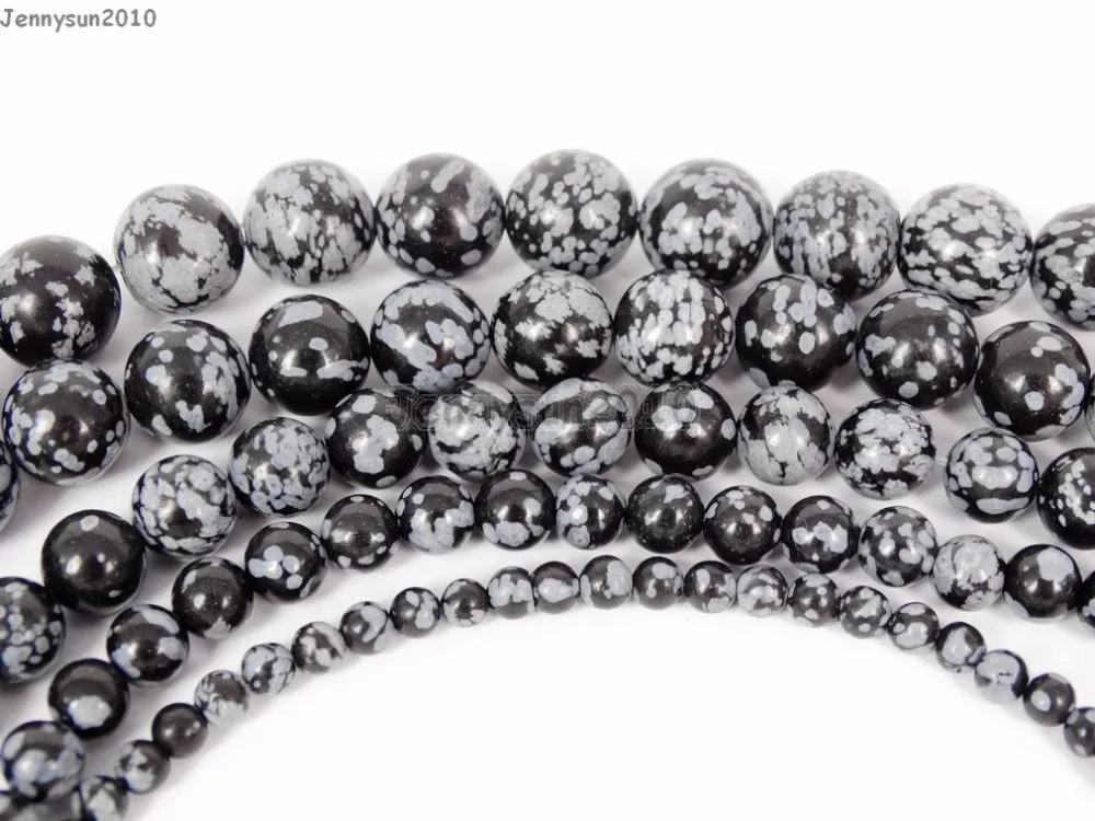 Круглые бусины в виде Снежинки из обсидиана 15 Дюймов 5 нитей упаковке|loose beads|designer