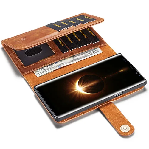 Brown Кожаный чехол-кошелек с несколькими отделениями для карт для samsung Galaxy Note 8, 9, 10, чехол S8, S9, S10 Plus, Магнитный чехол-книжка - Цвет: Brown