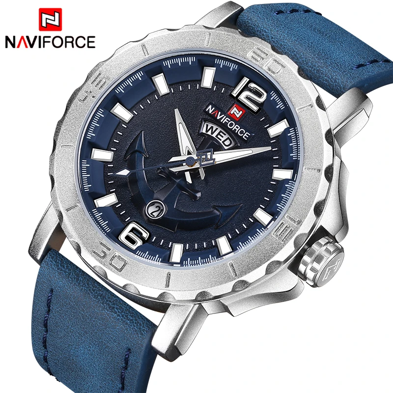 

Top Luxury Brand NAVIFORCE Mens Sport Watches Casual Leather Strap Waterproof Military Quartz WristWatch Clock Male Reloj Hombre