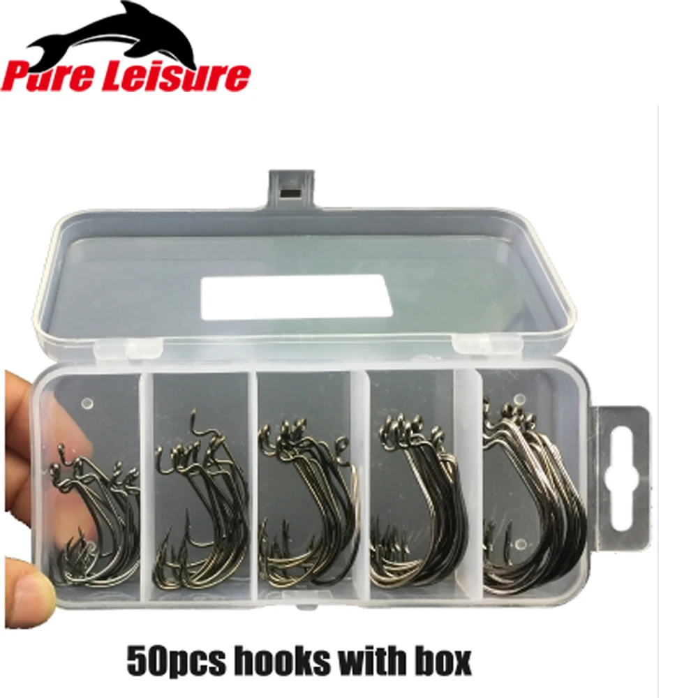 PureLeisure 50 шт./компл. коробка для морской рыбалки Mustad офсетный крючок 2 #1 #1/0 #2/0 #3/0 #