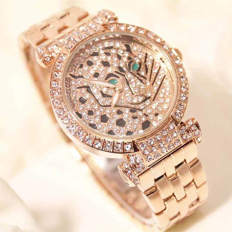 Rose gold Брендовые высококачественные кварцевые часы из нержавеющей стали, бриллиантовые Наручные часы, модные женские часы, женские повседневные Элегантные часы - Цвет: Rose gold