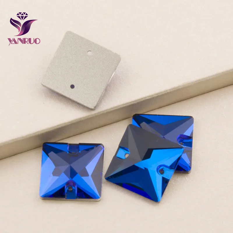 YANRUO 3240 квадратные Капри Синие стразы с плоской задней поверхностью для шитья