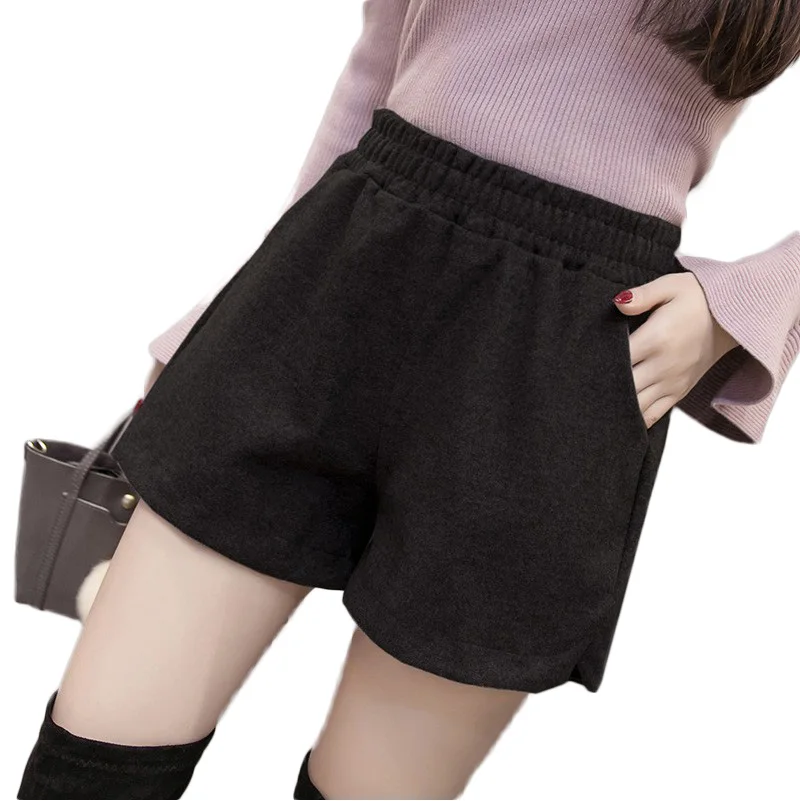 Новые осенние шорты женские зимние Свободные корейские широкие Feminino теплые с