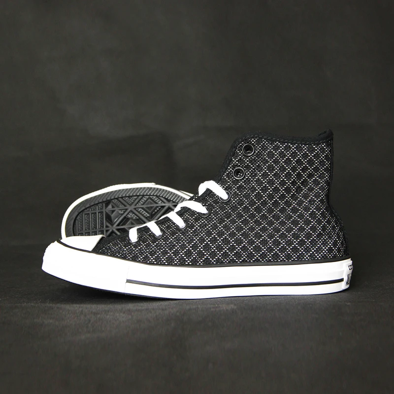 Converse Оригинальные кроссовки в черно-белую полоску Кроссовки парусиновые туфли для мальчиков и девочек высокое Скейтбординг обувь 154118C