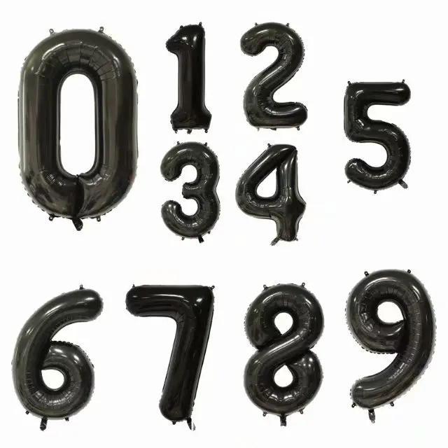 black 40 дюймов шар с цифрами 1, 2, 3, 4, 5 цифр гелиевые шары из фольги для детского душа 1 день рождения, вечеринки, свадьбы, декоративные шары, принадлежности - Цвет: black