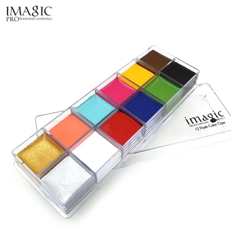 IMAGIC 12 Цветов флэш-тату лица тела Краски масла Краски ing Книги по искусству Хэллоуин вечернее изящное платье Красота макияж инструменты