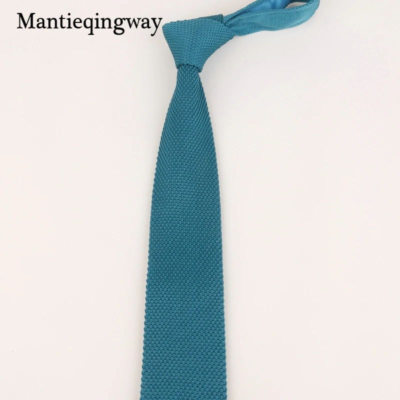 Mantieqingway твердые тонкие галстуки мужские трикотажные шеи для свадьба 7 см модные