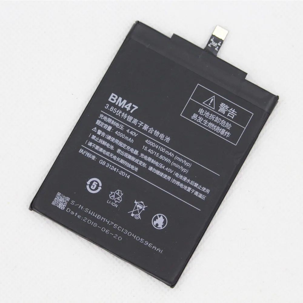 5pcs/lot 4100mAh New Mobile Phone Battery BM47 For Xiaomi Redmi 3 3S 3X 4X Redmi3 Pro Hongmi 3s BM 47 internal | Мобильные телефоны
