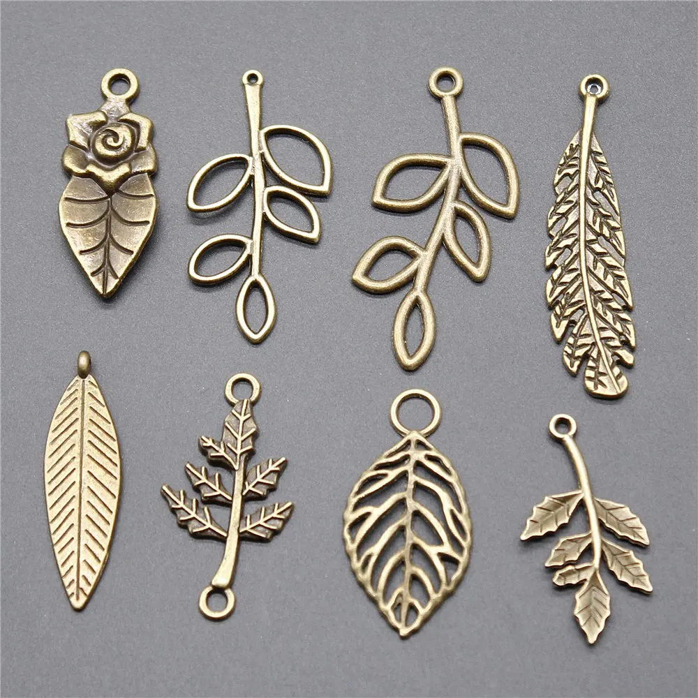 15 шт. подвеска в виде ветки дерева с листьями старинная бронзовая расцветка