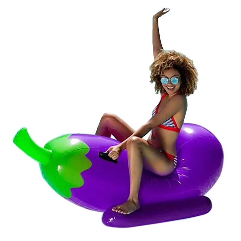 

190cm 75inch Giant Inflatable Eggplant Pool Float Summer Ride-on Air Board Floating Raft Mattress Water Beach Toys boia,HA091