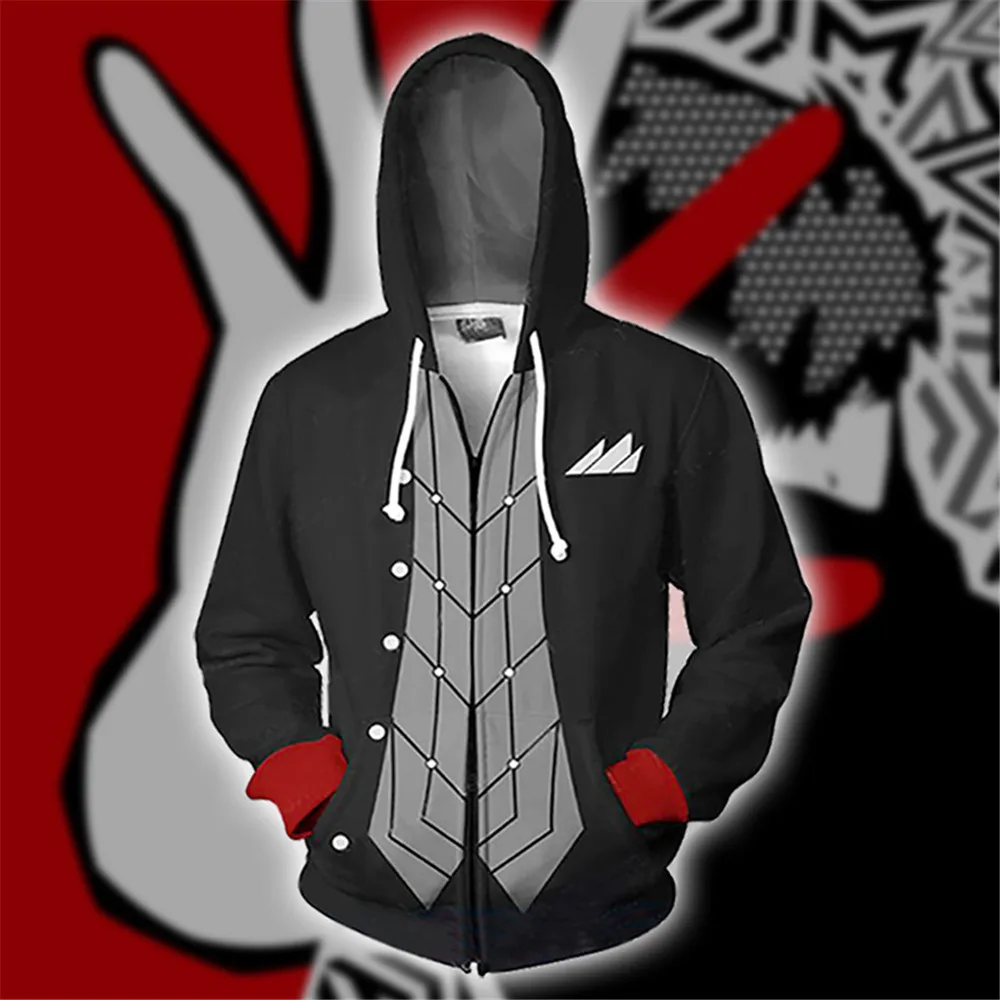 Толстовка Persona 5 Yusuke Kitagawa Goro Akechi мужская с капюшоном модная кофта на молнии для