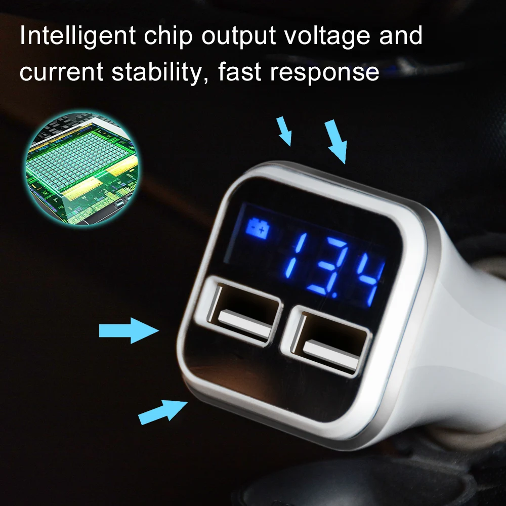 OLAF Dual USB Автомобильное зарядное устройство с умным светодиодный дисплеем для мобильного телефона автомобильное зарядное устройство адаптер зарядное устройство для телефона 4.8A для Apple для Android и т. Д