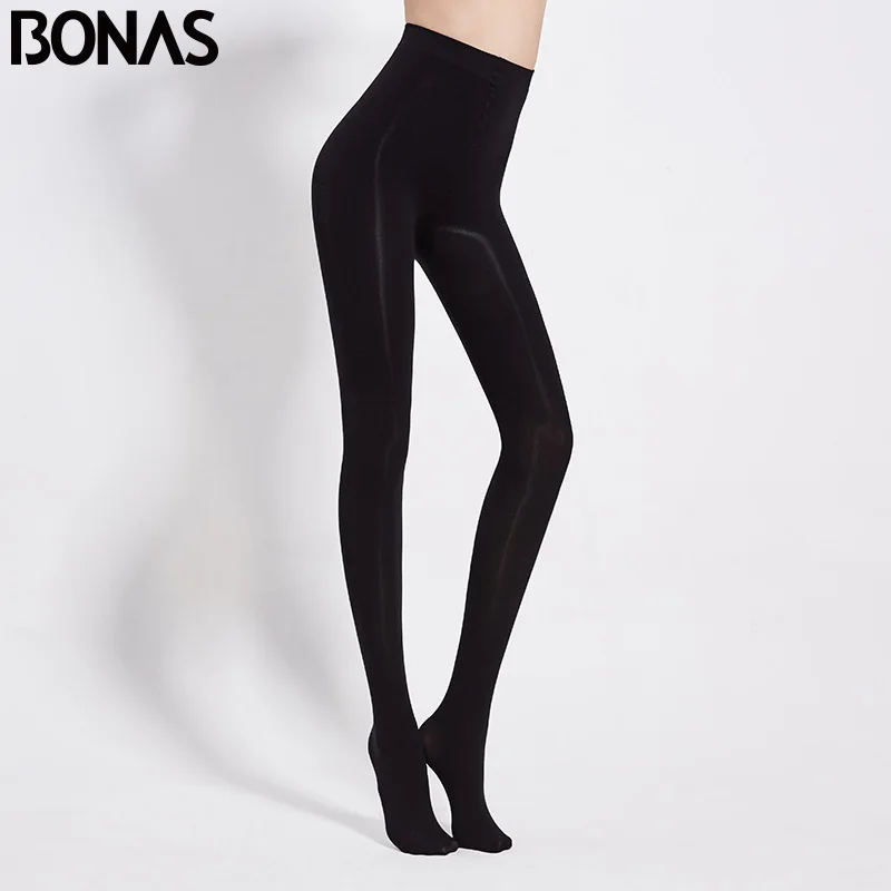 black BONAS 80D, женские весенние колготки, высокие эластичные Осенние Колготки, женские тонкие бесшовные цветные колготки, Collant Femme Anti Hook - Цвет: black