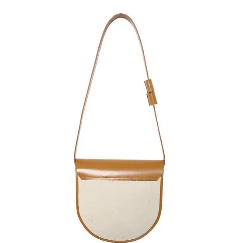 Женская сумка седло из холщовой кожи Большая вместительная через плечо в