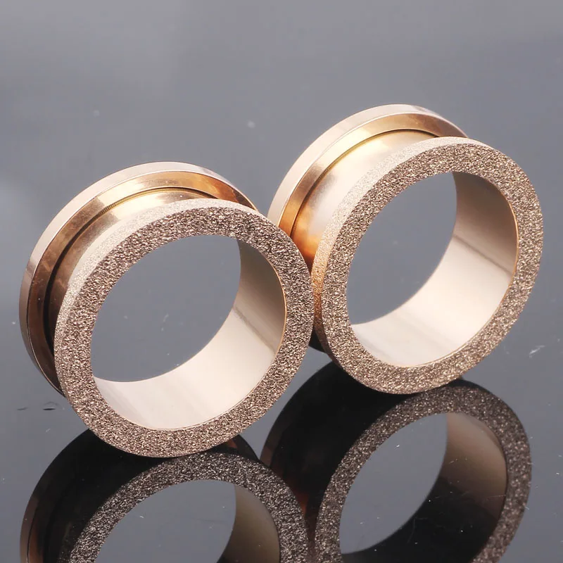 Flesh Tunnel Plug Stahl Блестящий розовое золото 4 20 мм нержавеющая сталь пирсинг