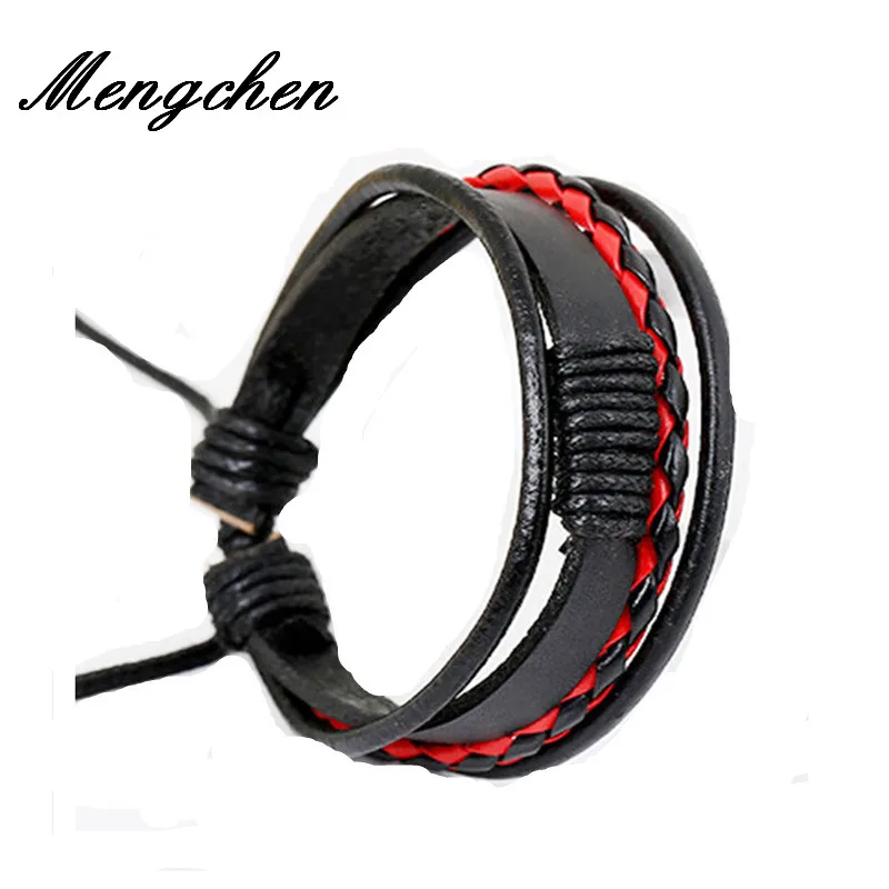 

Fashion Men Cool Leather Bracelet Weave Multilayer Surfing Wristbands Leather Wristband Adjustable Fashion Jewelry Gift