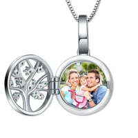 ailin family tree personalized engraved photo necklace with cubic zirconia sterling silver 925 jewelry mother father days gifts