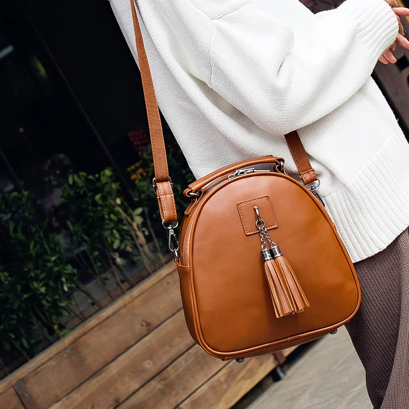 Женский кожаный рюкзак мини с кисточками женский из искусственной кожи рюкзаки