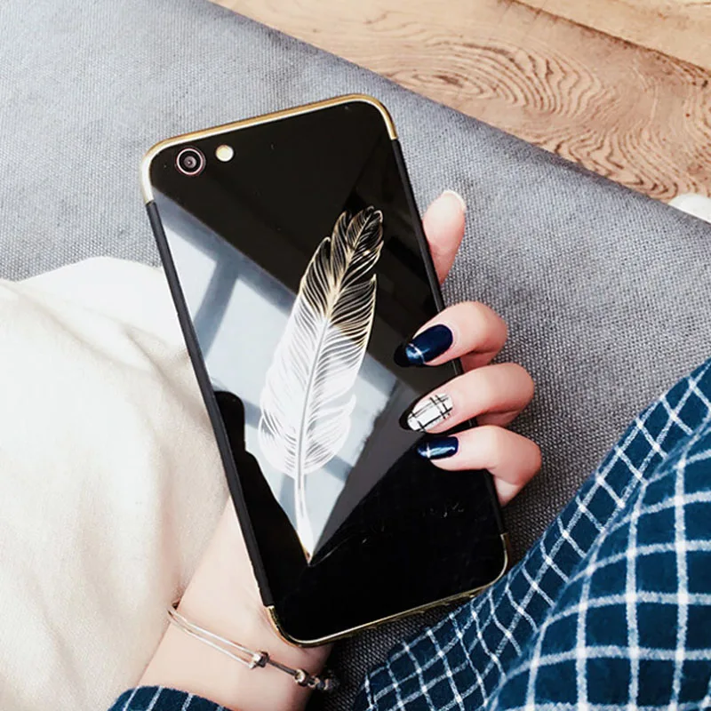 Kobee гусиное перо зеркало Coque для iPhone 7 крышка роскошный мягкий силиконовый чехол 6 S