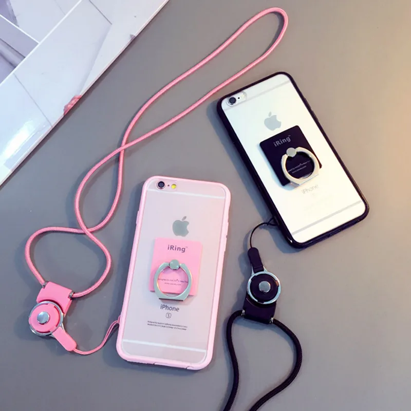 2019 New Phone Case For Iphone 7 plus 6 Plus 6s 6S 5 5S SE Metal Key Chain Finger Ring Holder Stand Neck Lanyard portable |